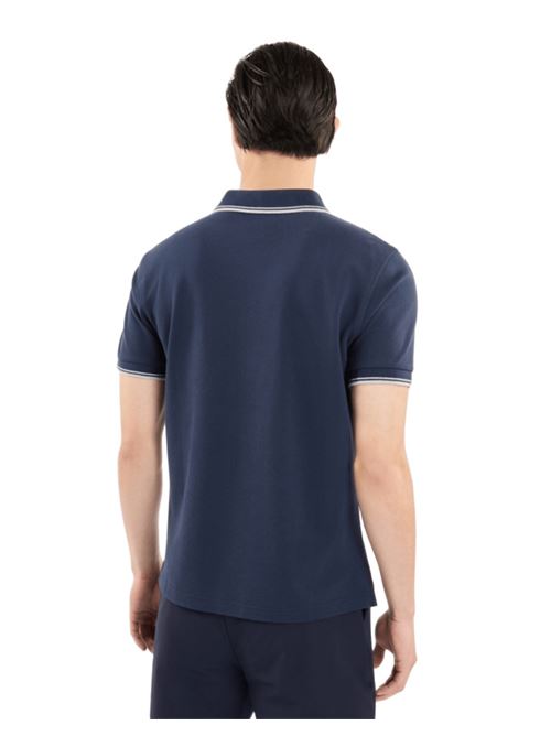 polo uomo cotone piquet stretch blu FAY | NPMB250144STDWU806